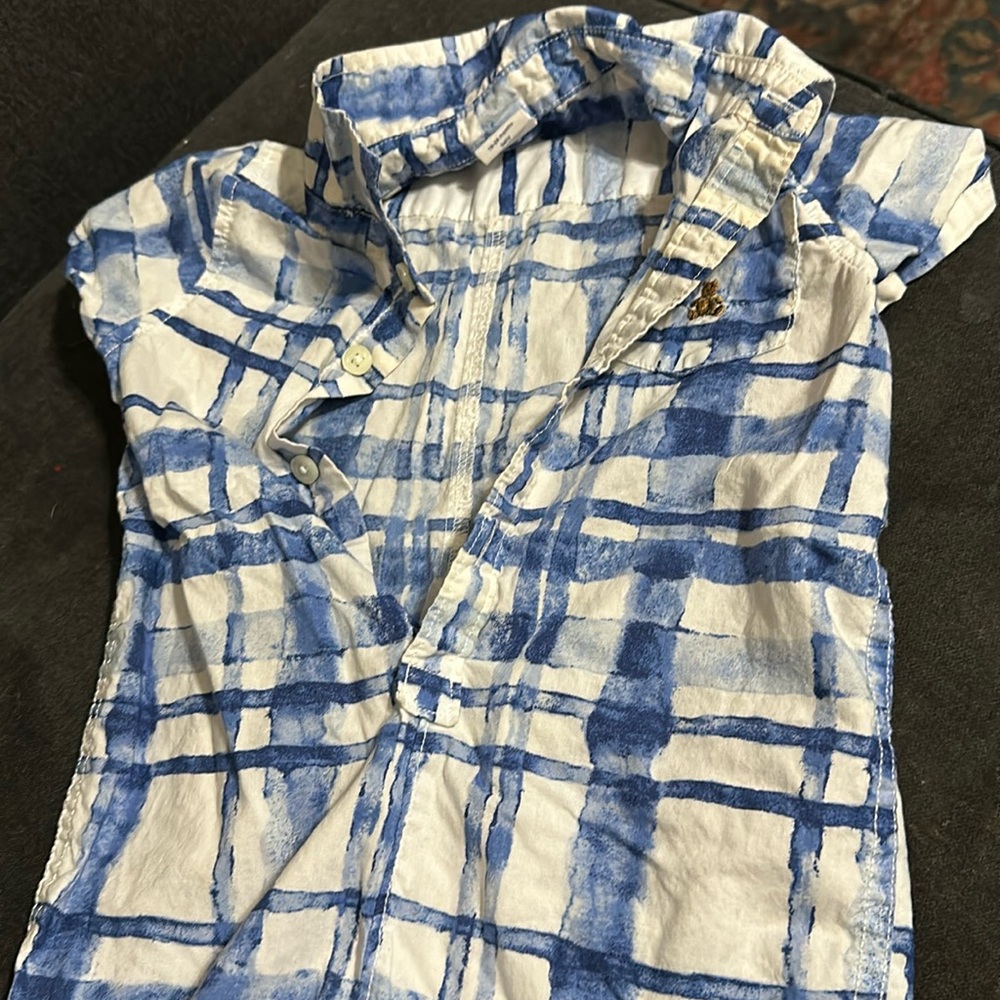 Baby boy baby gap blue teddy bear romper